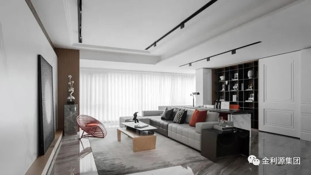 讓客廳書房二合一，既美觀又?jǐn)U容