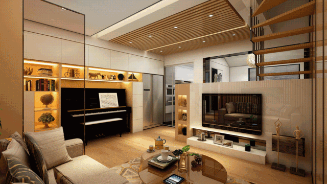 這樣的電視背景墻，直接當隔斷用！